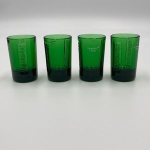 Set of 4 Jagermeister Green Shot Glasses with Embossed Logo Jager